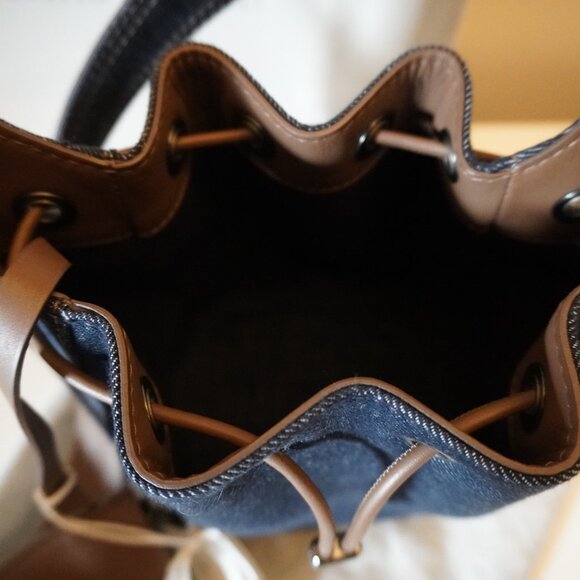Brunello Cucinelli Denim Duo Bucket Bag with Leather Coin New Tag Sleeper $3,300 - Picture 11 of 13